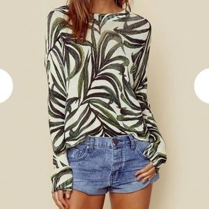 SMYM Cropped Varsity Sweater Peruvian Palm Knit Small